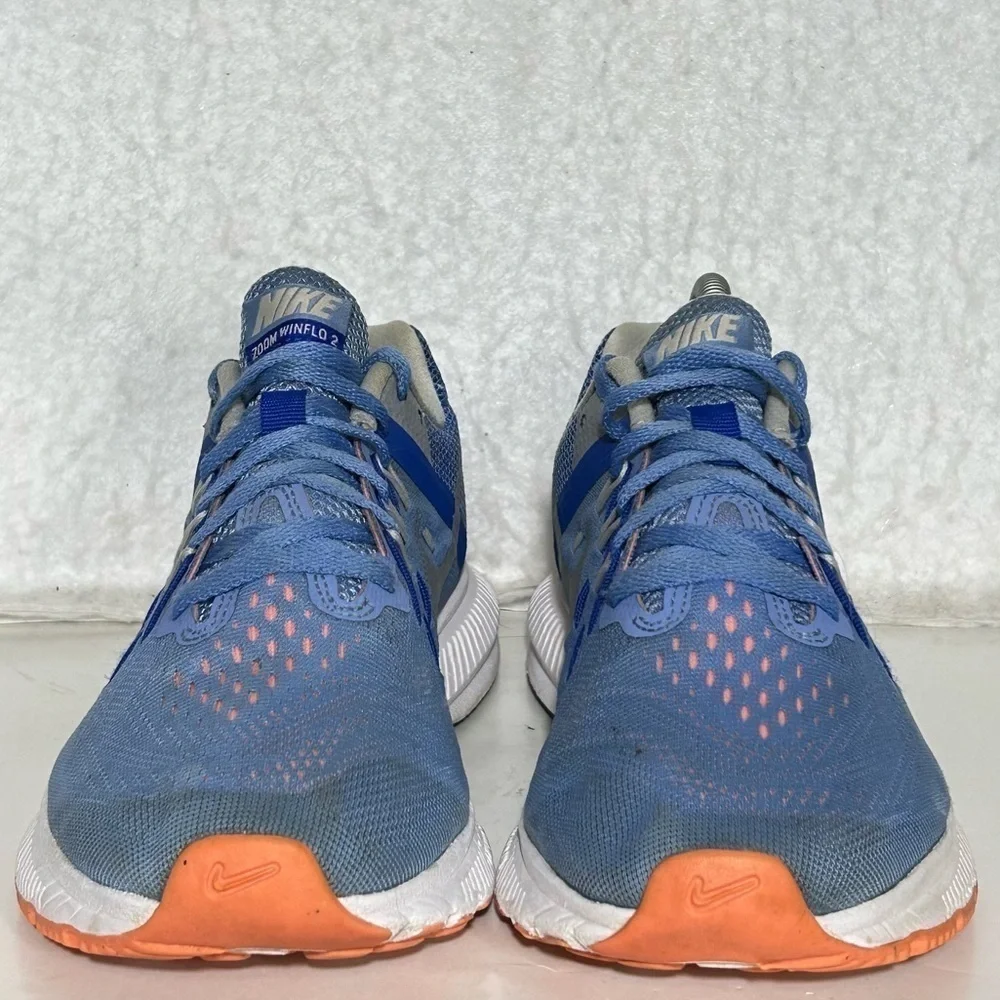 Nike Womens Zoom Winflo Blue/Silver Knit Running Athletic Sneakers Shoes SZ 7